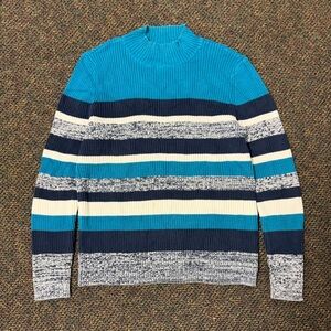 Studio Works Mockneck Striped Knit Sweater Petite L